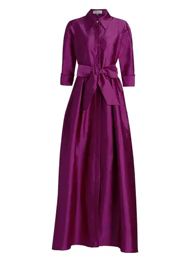 Teri Jon by Rickie Freeman Women's Shirt Waist Tafetta Gown | Thumbnail 1 Teri Jon by Rickie Freeman Women's Shirt Waist Tafetta Gown | Thumbnail 1