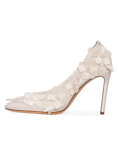 Anne Barge Women's La Rose Satin Pumps - White Satin | Thumbnail 5