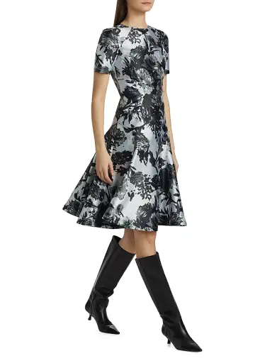 PRABAL GURUNG Women's Princess Seam Short-Sleeve Fit & Flare Dress | Thumbnail 4 PRABAL GURUNG Women's Princess Seam Short-Sleeve Fit & Flare Dress | Thumbnail 4