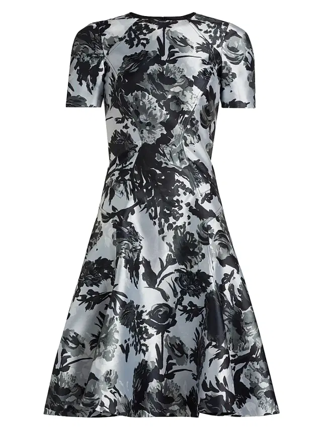 PRABAL GURUNG Women's Princess Seam Short-Sleeve Fit & Flare Dress