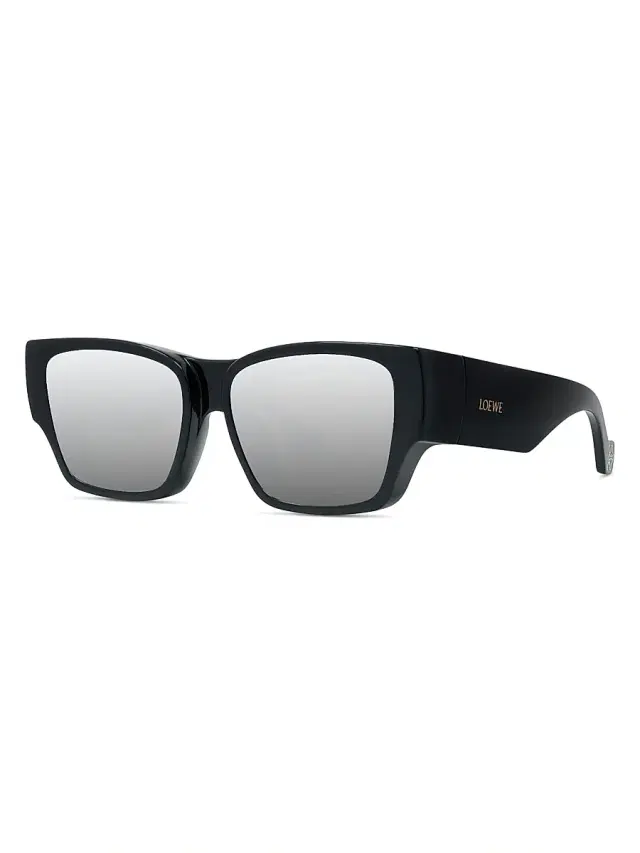 LOEWE Men's  x Paula's Ibiza 56MM Square Sunglasses - Shiny Black Smoke