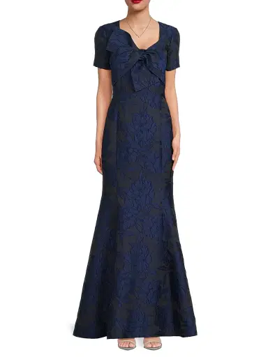 Shani Women's Jacquard Bow Gown - Navy - Size 16 | Thumbnail 2 Shani Women's Jacquard Bow Gown - Navy - Size 16 | Thumbnail 2