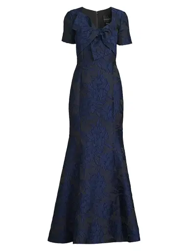 Shani Women's Jacquard Bow Gown - Navy - Size 16 | Thumbnail 1 Shani Women's Jacquard Bow Gown - Navy - Size 16 | Thumbnail 1
