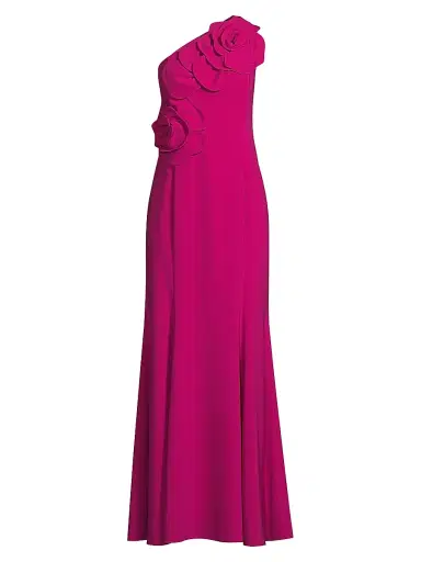 Shani Women's One-Shoulder Floral Appliqué Crepe Gown | Thumbnail 1 Shani Women's One-Shoulder Floral Appliqué Crepe Gown | Thumbnail 1