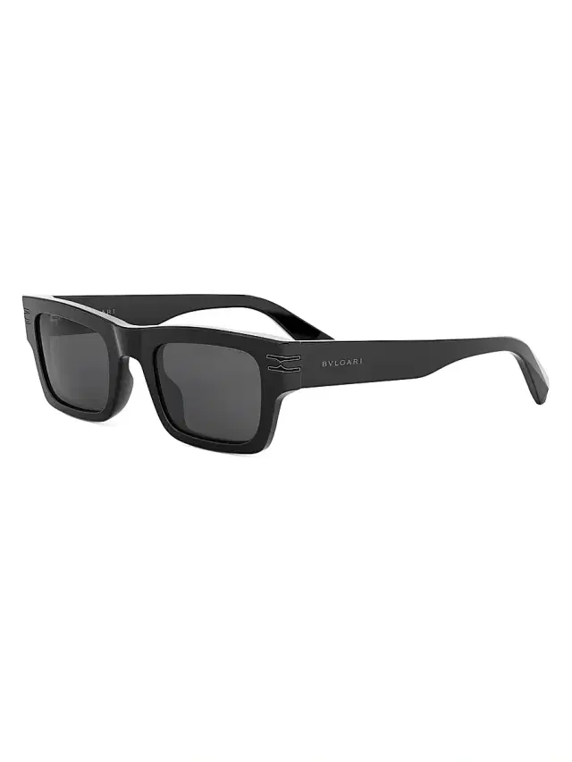 BVLGARI Men's B. zero1 50MM Rectangular Sunglasses - Black