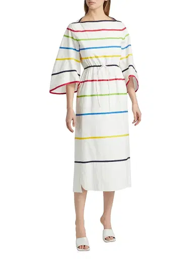 Rosie Assoulin Women's Ribbon Striped Cotton Boatneck Midi-Dress | Thumbnail 3 Rosie Assoulin Women's Ribbon Striped Cotton Boatneck Midi-Dress | Thumbnail 3
