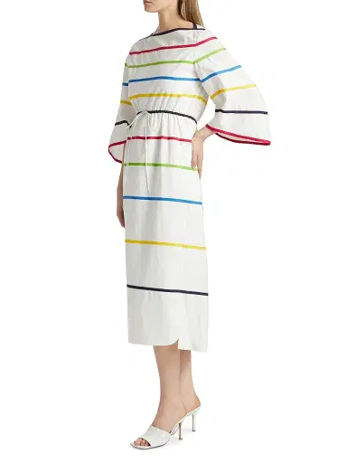 Rosie Assoulin Women's Ribbon Striped Cotton Boatneck Midi-Dress | Thumbnail 4 Rosie Assoulin Women's Ribbon Striped Cotton Boatneck Midi-Dress | Thumbnail 4