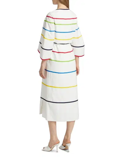 Rosie Assoulin Women's Ribbon Striped Cotton Boatneck Midi-Dress | Thumbnail 5 Rosie Assoulin Women's Ribbon Striped Cotton Boatneck Midi-Dress | Thumbnail 5