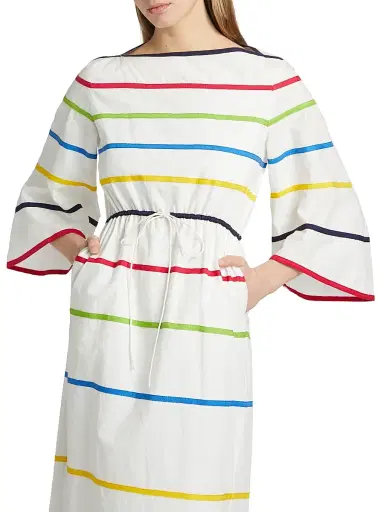 Rosie Assoulin Women's Ribbon Striped Cotton Boatneck Midi-Dress | Thumbnail 6 Rosie Assoulin Women's Ribbon Striped Cotton Boatneck Midi-Dress | Thumbnail 6
