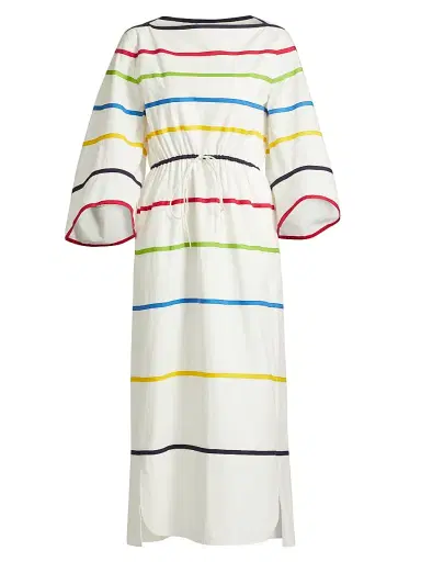 Rosie Assoulin Women's Ribbon Striped Cotton Boatneck Midi-Dress | Thumbnail 1 Rosie Assoulin Women's Ribbon Striped Cotton Boatneck Midi-Dress | Thumbnail 1
