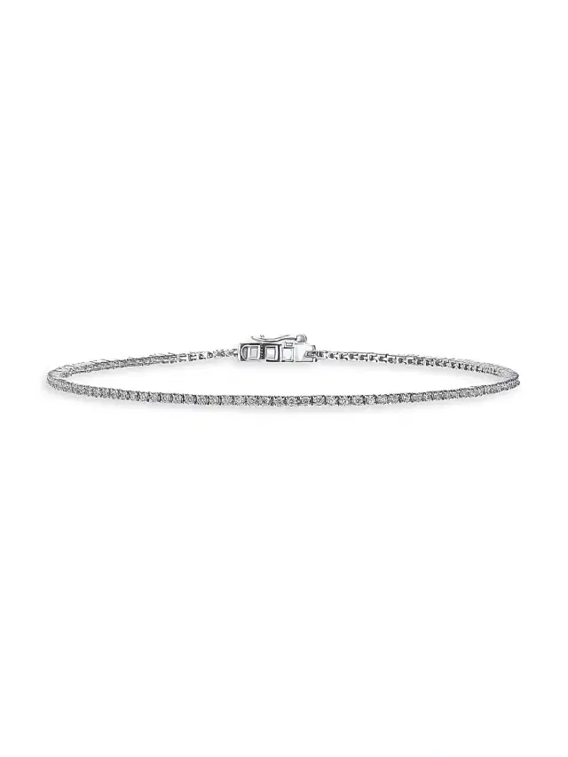 Women's 14K Gold & 0.54 TCW Diamond Skinny Tennis Bracelet - White Gold