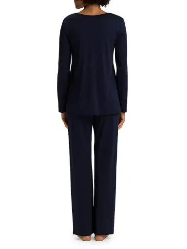 Hanro Women's Cotton-Silk V-Neck Long Pajamas | Thumbnail 4