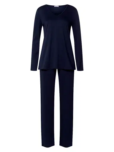 Hanro Women's Cotton-Silk V-Neck Long Pajamas | Thumbnail 1