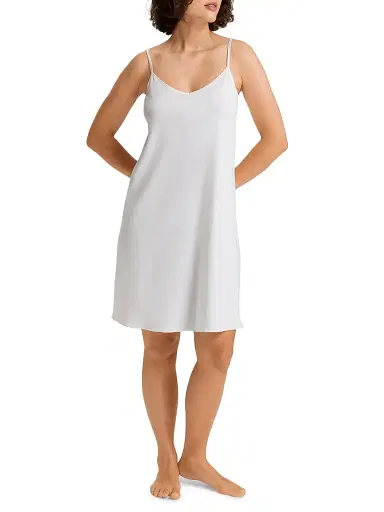 Hanro Women's V-Neck Spaghetti-Strap Cotton & SilkGown - White - Size XL | Thumbnail 2 Hanro Women's V-Neck Spaghetti-Strap Cotton & SilkGown - White - Size XL | Thumbnail 2