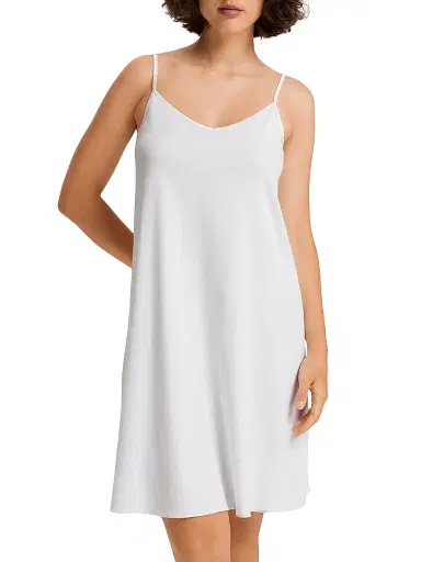 Hanro Women's V-Neck Spaghetti-Strap Cotton & SilkGown - White - Size XL | Thumbnail 4 Hanro Women's V-Neck Spaghetti-Strap Cotton & SilkGown - White - Size XL | Thumbnail 4