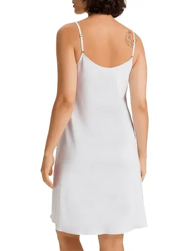 Hanro Women's V-Neck Spaghetti-Strap Cotton & SilkGown - White - Size XL | Thumbnail 5 Hanro Women's V-Neck Spaghetti-Strap Cotton & SilkGown - White - Size XL | Thumbnail 5