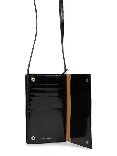 Dries Van Noten Men's Patent Leather Credit Card Pocket Phone Holder - Black | Thumbnail 4 Dries Van Noten Men's Patent Leather Credit Card Pocket Phone Holder - Black | Thumbnail 4