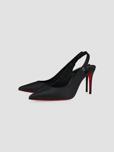 Christian Louboutin Women's Sporty Kate 85MM Leather Slingback Pumps - Black - Size 6.5 | Thumbnail 2