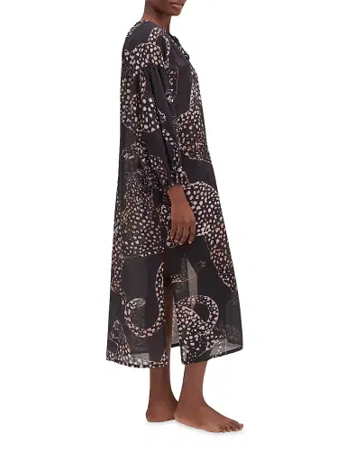 Desmond & Dempsey Women's Cotton Blouson-Sleeve Kaftan - Jag Navy - Size Large | Thumbnail 2