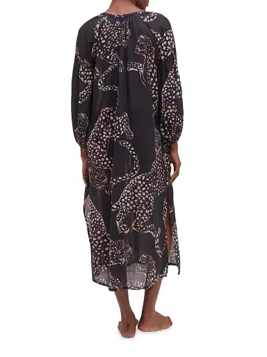 Desmond & Dempsey Women's Cotton Blouson-Sleeve Kaftan - Jag Navy - Size Large | Thumbnail 3