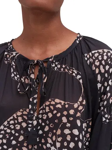 Desmond & Dempsey Women's Cotton Blouson-Sleeve Kaftan - Jag Navy - Size Large | Thumbnail 5