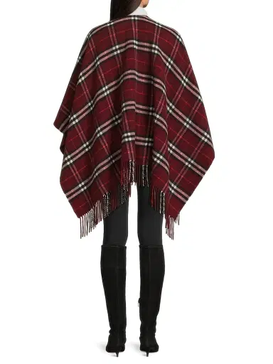 Burberry Women's Charlotte Check Wool-Cashmere Cape - Oxblood | Thumbnail 5
