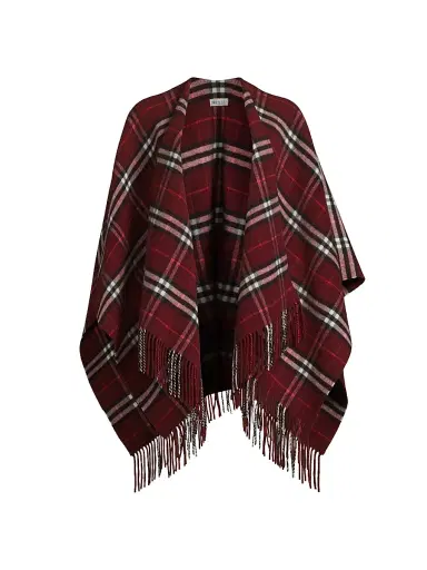 Burberry Women's Charlotte Check Wool-Cashmere Cape - Oxblood | Thumbnail 1