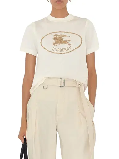 Burberry Women's Knight Stamp Cotton T-Shirt - Chalk | Thumbnail 3
