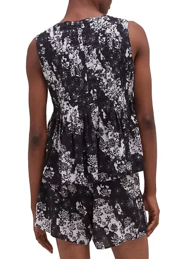 Desmond & Dempsey Women's Flowers Of Time Pleated Cami & Shorts Set - Flowers Of Time Black - Size XL | Thumbnail 4