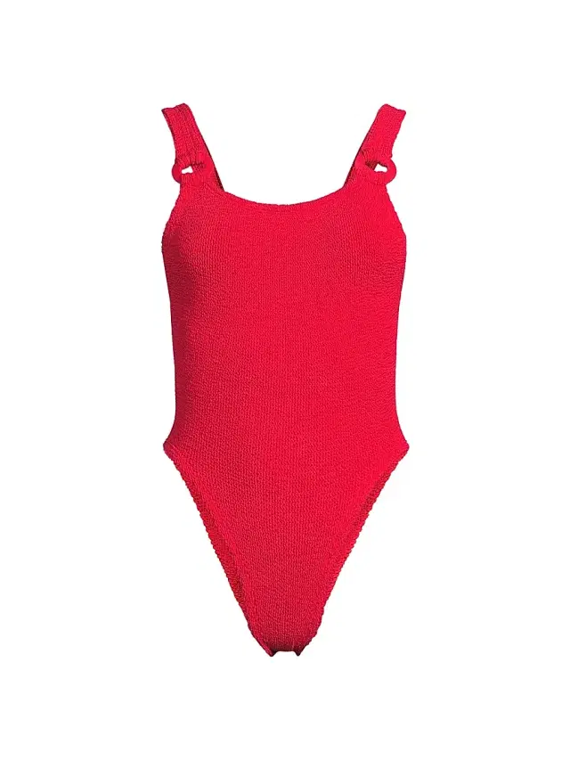 Women's Domino Circle-Insert One-Piece Swimsuit - Red