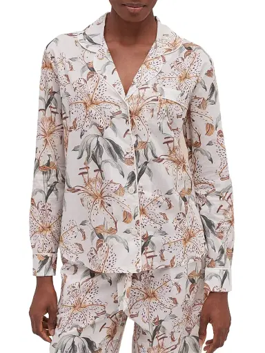 Desmond & Dempsey Women's Lilium Cream Cotton Pajamas | Thumbnail 4