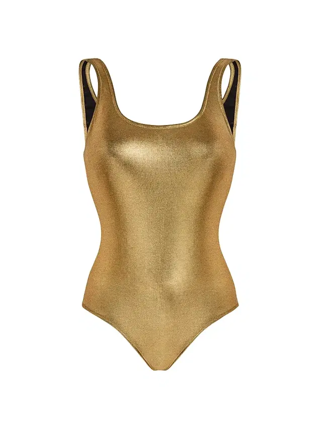 Vilebrequin Women's Metallic Jersey Scoopback One-Piece Swimsuit - Dore