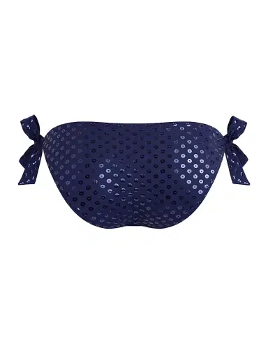 Vilebrequin Women's Flamme Relief Glitter Stretch Jersey Side-Tie Bikini Bottom - Blue Marine Navy | Thumbnail 3