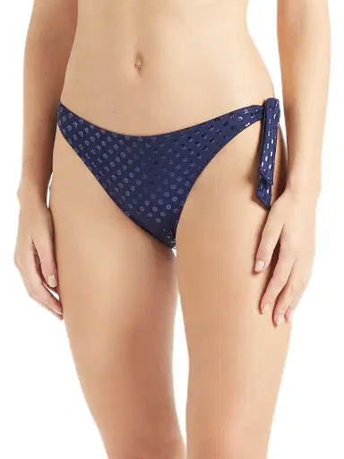 Vilebrequin Women's Flamme Relief Glitter Stretch Jersey Side-Tie Bikini Bottom - Blue Marine Navy | Thumbnail 4