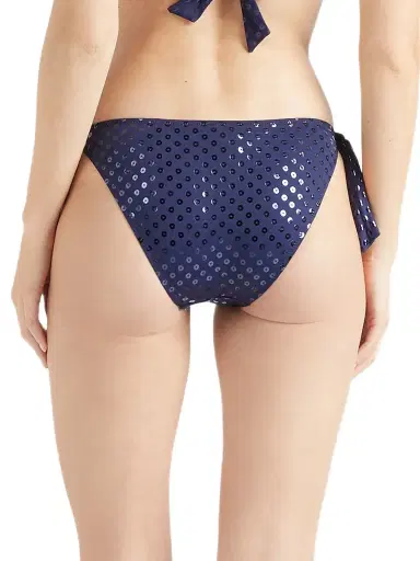 Vilebrequin Women's Flamme Relief Glitter Stretch Jersey Side-Tie Bikini Bottom - Blue Marine Navy | Thumbnail 5