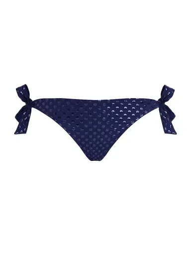 Vilebrequin Women's Flamme Relief Glitter Stretch Jersey Side-Tie Bikini Bottom - Blue Marine Navy | Thumbnail 1
