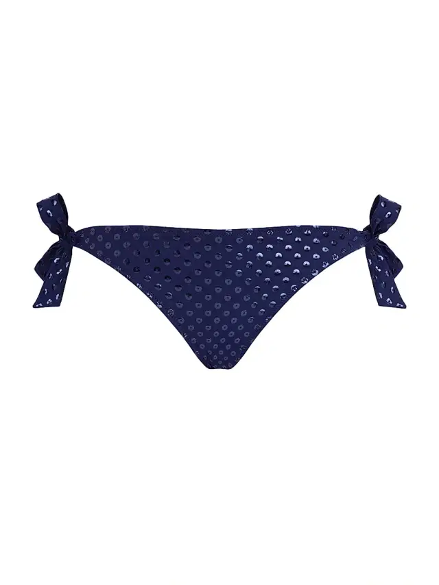 Vilebrequin Women's Flamme Relief Glitter Stretch Jersey Side-Tie Bikini Bottom - Blue Marine Navy