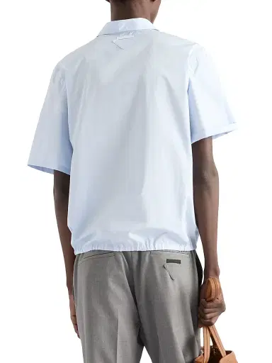 Prada Men's Short-Sleeved Cotton Shirt - Blue | Thumbnail 3 Prada Men's Short-Sleeved Cotton Shirt - Blue | Thumbnail 3