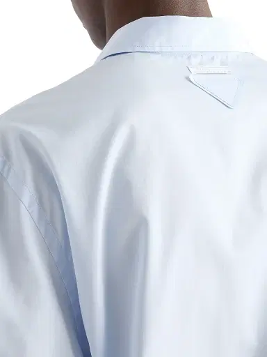Prada Men's Short-Sleeved Cotton Shirt - Blue | Thumbnail 6 Prada Men's Short-Sleeved Cotton Shirt - Blue | Thumbnail 6