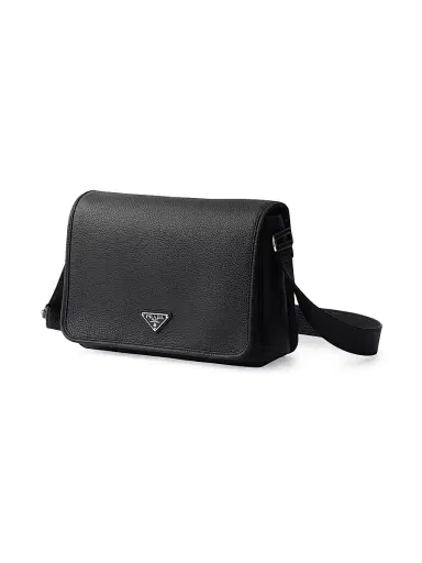 Prada Men's Leather Shoulder Bag - Black | Thumbnail 3