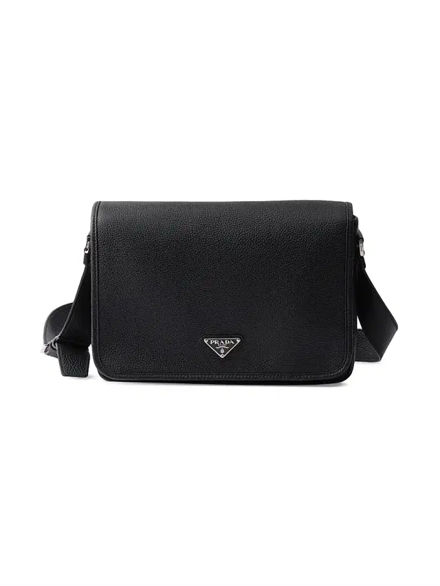 Prada Men's Leather Shoulder Bag - Black