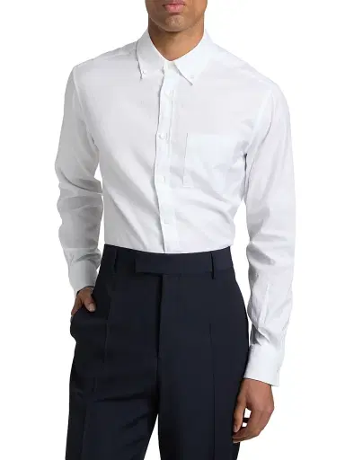 Ferragamo Men's Monogram Cotton Button-Down Oxford Shirt - White - Size 15.75 | Thumbnail 3 Ferragamo Men's Monogram Cotton Button-Down Oxford Shirt - White - Size 15.75 | Thumbnail 3