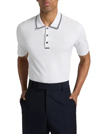 Ferragamo Men's Piqué Jersey Knit Polo Shirt - White - Size XL | Thumbnail 3 Ferragamo Men's Piqué Jersey Knit Polo Shirt - White - Size XL | Thumbnail 3