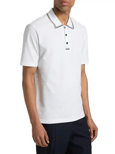 Ferragamo Men's Piqué Jersey Knit Polo Shirt | Thumbnail 4 Ferragamo Men's Piqué Jersey Knit Polo Shirt | Thumbnail 4