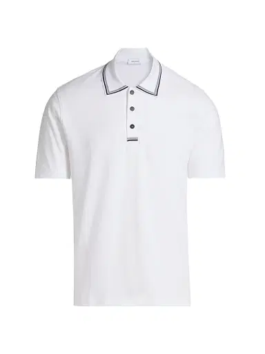 Ferragamo Men's Piqué Jersey Knit Polo Shirt - White - Size XL | Thumbnail 1 Ferragamo Men's Piqué Jersey Knit Polo Shirt - White - Size XL | Thumbnail 1