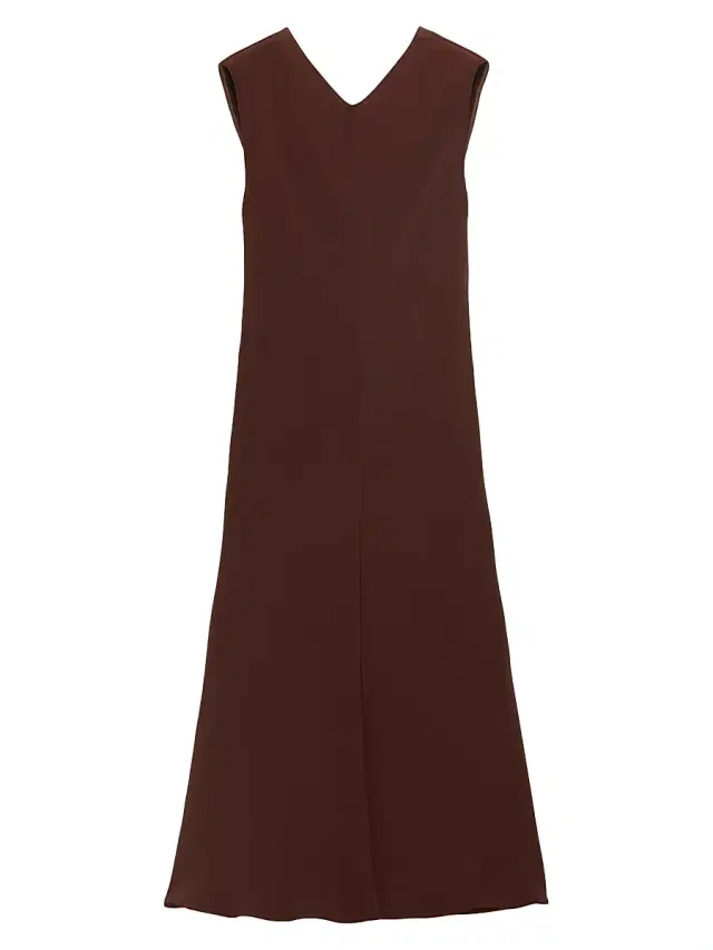 Women's Satin Crepe Midi-Dress - Brown