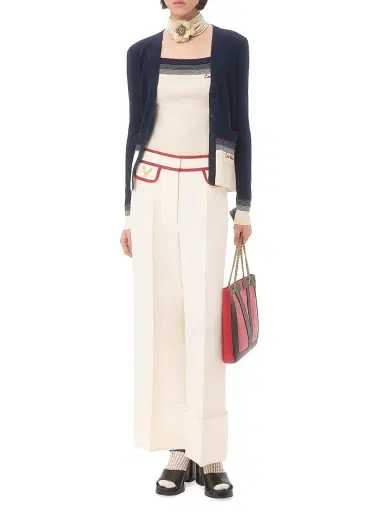 Valentino Garavani Women's Wool Cardigan - Navy Birch - Size Medium | Thumbnail 2 Valentino Garavani Women's Wool Cardigan - Navy Birch - Size Medium | Thumbnail 2