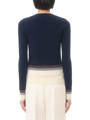 Valentino Garavani Women's Wool Cardigan - Navy Birch - Size Medium | Thumbnail 4 Valentino Garavani Women's Wool Cardigan - Navy Birch - Size Medium | Thumbnail 4