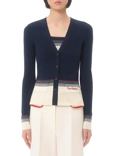 Valentino Garavani Women's Wool Cardigan - Navy Birch - Size Medium | Thumbnail 5 Valentino Garavani Women's Wool Cardigan - Navy Birch - Size Medium | Thumbnail 5