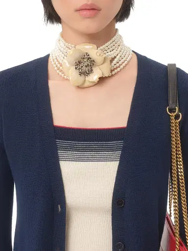 Valentino Garavani Women's Wool Cardigan - Navy Birch - Size Medium | Thumbnail 6 Valentino Garavani Women's Wool Cardigan - Navy Birch - Size Medium | Thumbnail 6